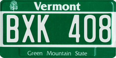VT license plate BXK408