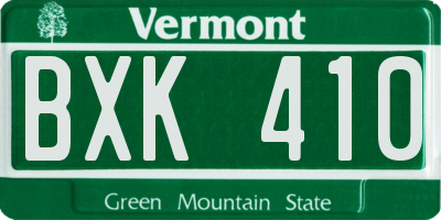 VT license plate BXK410