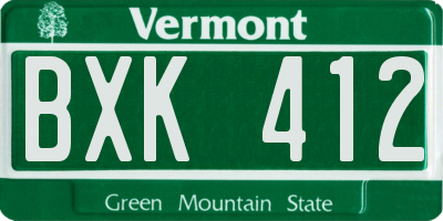 VT license plate BXK412
