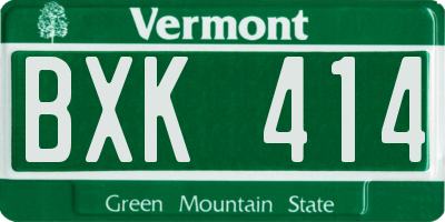 VT license plate BXK414