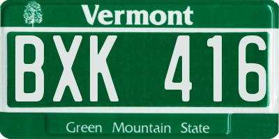 VT license plate BXK416