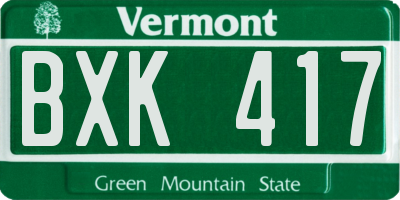 VT license plate BXK417
