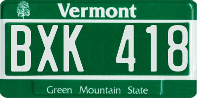 VT license plate BXK418