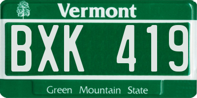 VT license plate BXK419