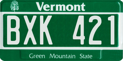 VT license plate BXK421