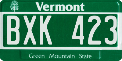 VT license plate BXK423
