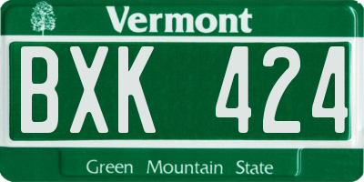 VT license plate BXK424