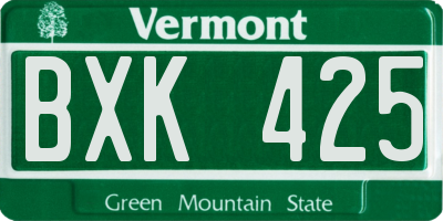 VT license plate BXK425