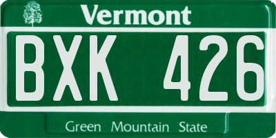 VT license plate BXK426
