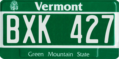VT license plate BXK427