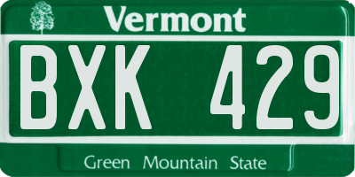 VT license plate BXK429