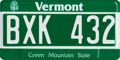 VT license plate BXK432