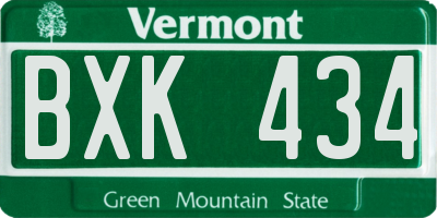 VT license plate BXK434
