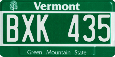 VT license plate BXK435