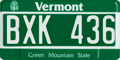 VT license plate BXK436