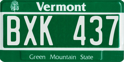 VT license plate BXK437