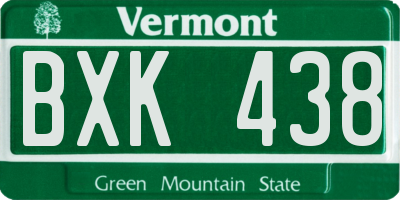 VT license plate BXK438