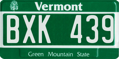 VT license plate BXK439