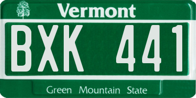 VT license plate BXK441