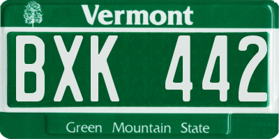 VT license plate BXK442