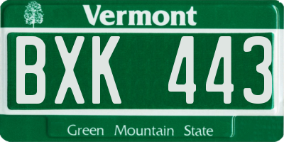 VT license plate BXK443