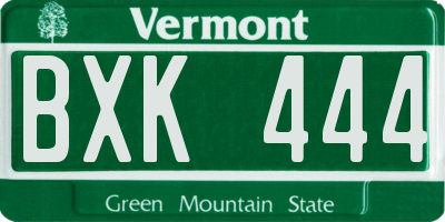 VT license plate BXK444