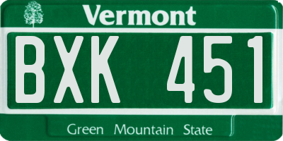 VT license plate BXK451