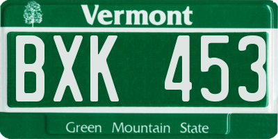 VT license plate BXK453