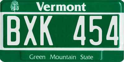 VT license plate BXK454