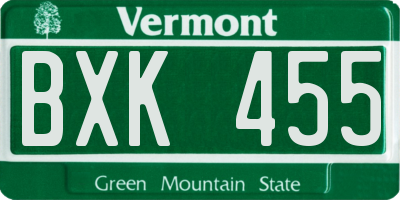 VT license plate BXK455
