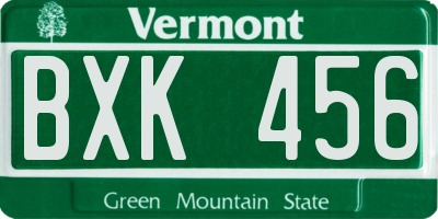 VT license plate BXK456