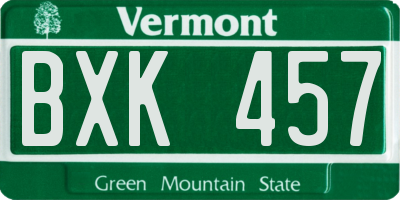 VT license plate BXK457