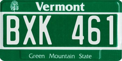 VT license plate BXK461