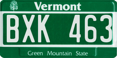 VT license plate BXK463