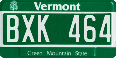 VT license plate BXK464