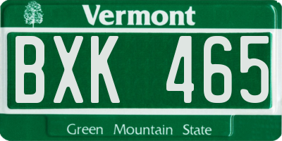 VT license plate BXK465