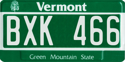 VT license plate BXK466