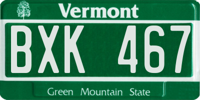 VT license plate BXK467