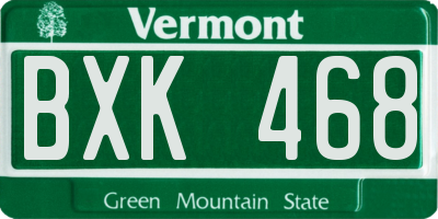 VT license plate BXK468