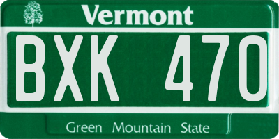 VT license plate BXK470