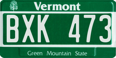 VT license plate BXK473