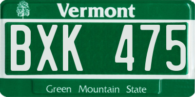 VT license plate BXK475