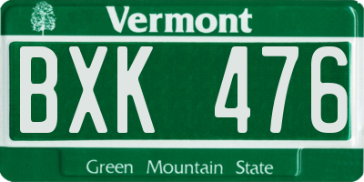 VT license plate BXK476