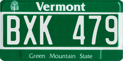 VT license plate BXK479