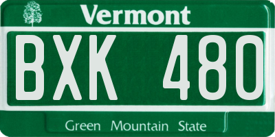 VT license plate BXK480