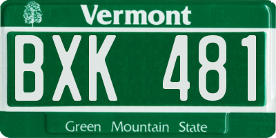 VT license plate BXK481