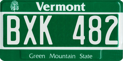 VT license plate BXK482