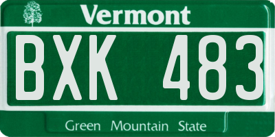 VT license plate BXK483