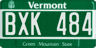 VT license plate BXK484