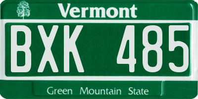 VT license plate BXK485